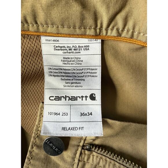 Carhartt Force Extremes Relaxed Fit Rugged Flex Cargo Pants Khaki Tan 36 x 34 - Picture 10 of 11